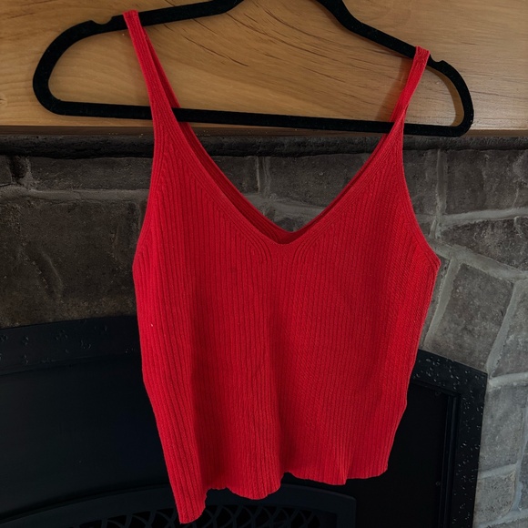 Rib Knit V-Neck Mini Tank Top - Picture 1 of 3